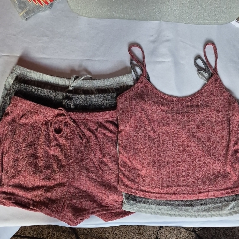 Women's Heathered Tank Top Short Jamie Sets Size M, 3 Sets
